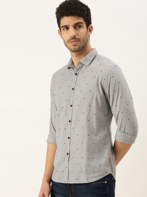 

Flying Machine Men Blue Slim Fit Opaque Printed Casual Shirt