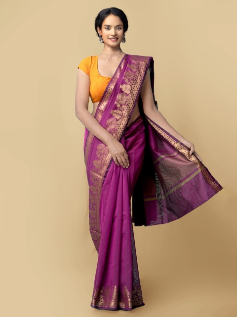 

Unnati Silks Women Purple & Gold-Toned Bangalore Sico Saree