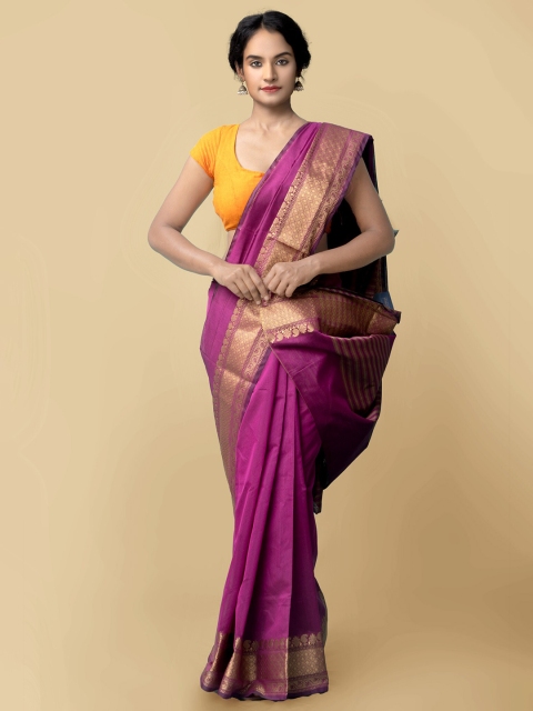 

Unnati Silks Women Purple & Gold-Toned Bangalore Sico Saree