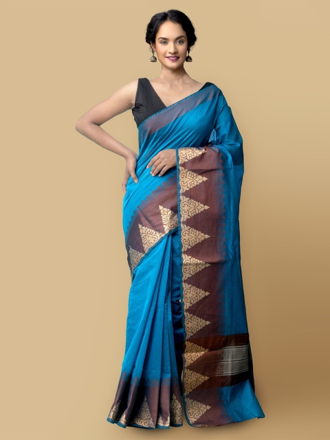 

Unnati Silks Women Blue & Brown Bangalore Sico Saree