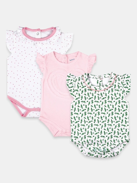 

Softsens Infant Kids Pack Of 3 Pure Organic Cotton Bodysuits, Pink