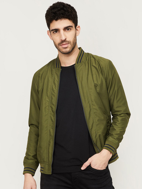 

Fame Forever by Lifestyle Men Olive Green Solid Bomber Jacket