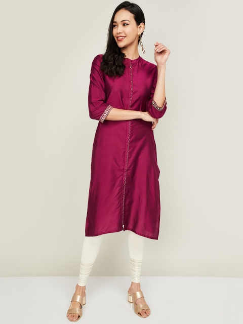 

Melange by Lifestyle Women Red Embroidered Kurta