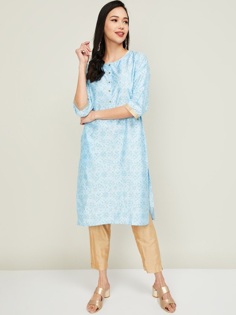 

Melange by Lifestyle Women Blue Thread Work Kurta