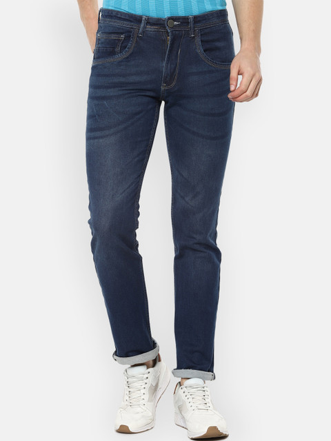 

V Dot Men Navy Blue Slim Fit Light Fade Jeans