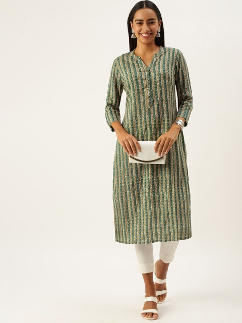 

AMUKTI Women Green Floral Printed Kurta