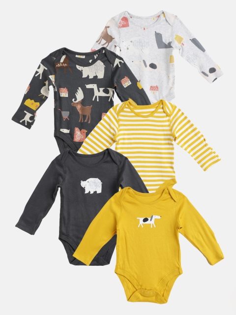 

Marks & Spencer Infants Kids 5 Pcs Cotton Printed Bodysuits, Yellow