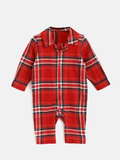 

Marks & Spencer Infant Kids Red & Black Cotton Checked Rompers