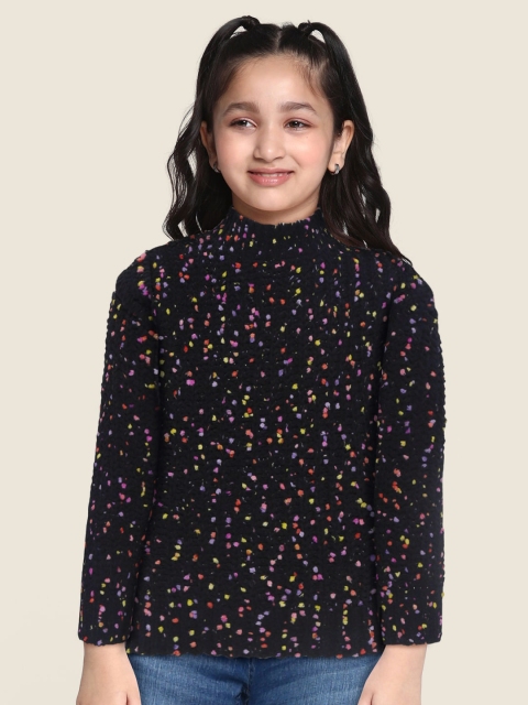 

Marks & Spencer Girls Black & Purple Self Design Pullover