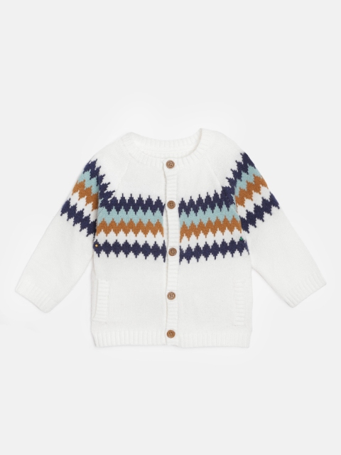 

Marks & Spencer Infant Kids Off-White & Navy Blue Chevron Print Cardigan