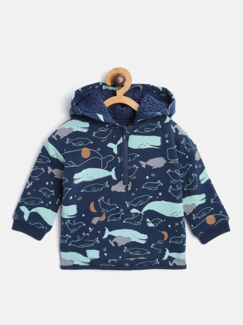 

Marks & Spencer Infant Kids Navy Blue & Grey Sea Creatures Printed Hooded Sweatshirt