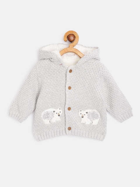 

Marks & Spencer Infant Kids Grey & White Bear Embroidered Cotton Hooded Cardigan