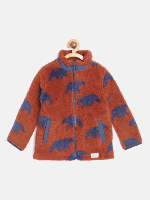 

Marks & Spencer Boys Brown & Blue Conversational Print Sherpa Jacket