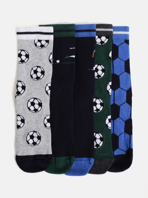 

Marks & Spencer Boys Pack of 5 Printed Calf-Length Socks, Grey