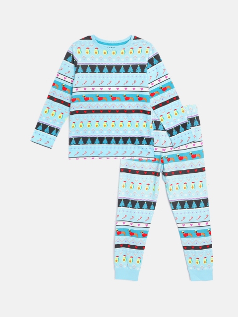 

Marks & Spencer Girls Blue & Black Pure Cotton Printed Pyjamas Set