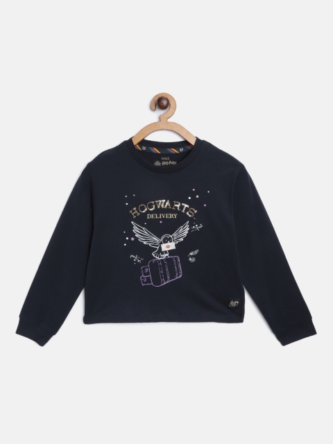 

Marks & Spencer Girls Navy Blue & white Pure Cotton Harry Potter Print T-shirt