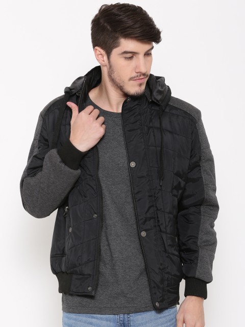 

Fort Collins Black Bomber Jacket with Detachable Hood