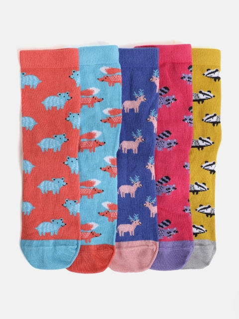 

Marks & Spencer Girls Pack of 5 Printed Calf-Length Socks, Yellow