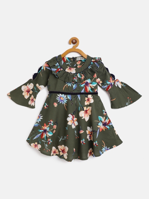 

Bella Moda Girls Green Floral Fit & Flare Dress