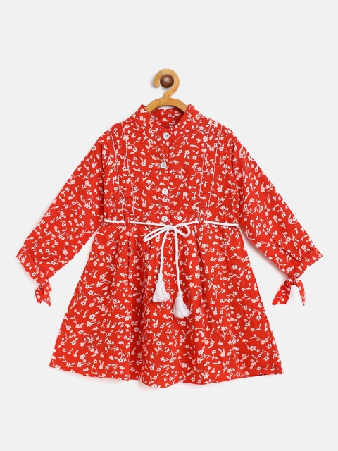 

Bella Moda Girls Red & White Floral Fit & Flare Dress