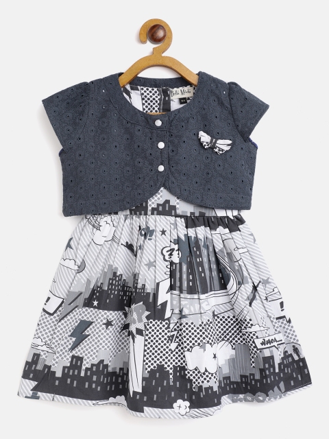 

Bella Moda Girls White & Grey Fit & Flare Dress