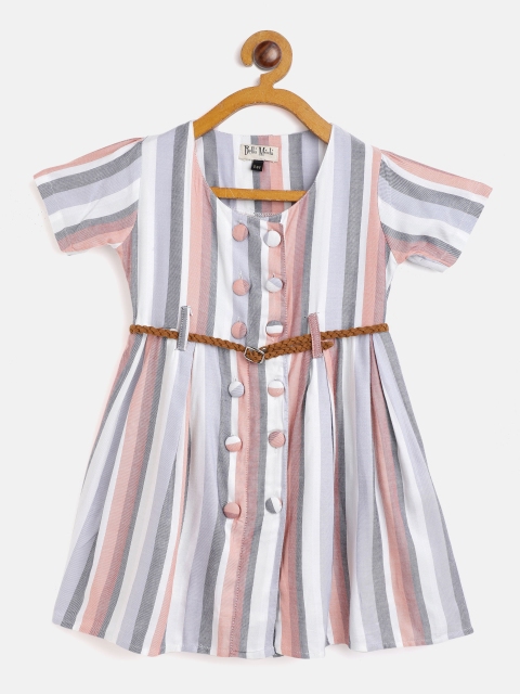 

Bella Moda Girls Multicoloured Striped Fit & Flare Dress, Multi