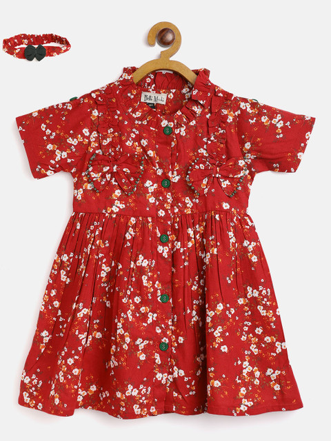 

Bella Moda Girls Red & White Floral Fit & Flare Dress