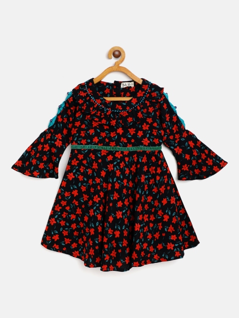 

Bella Moda Girls Black & Red Floral Fit & Flare Dress