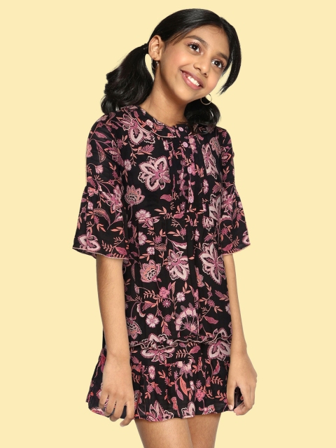 

Bella Moda Girls Black & Pink Floral Fit and Flare Dress