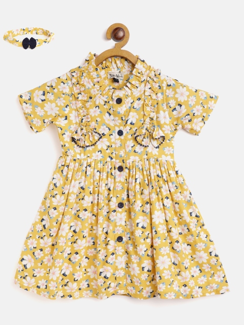 

Bella Moda Girls Yellow & White Floral Fit and Flare Dress
