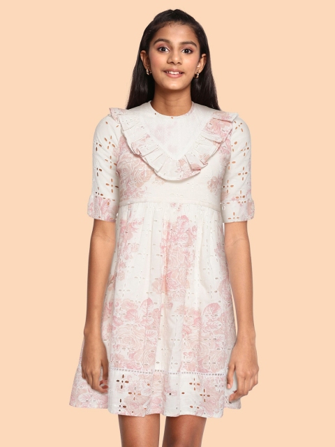 

Bella Moda Girls White & Pink Floral Fit and Flare Dress