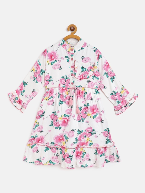 

Bella Moda Girls White & Pink Floral Fit and Flare Dress