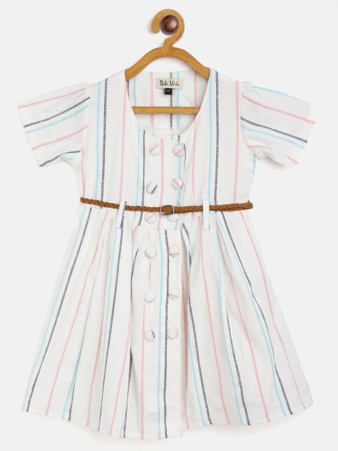

Bella Moda Multicoloured Striped Fit and Flare Dress, Multi