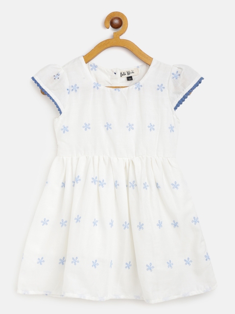 

Bella Moda Girls White Floral Embroidered Fit and Flare Dress
