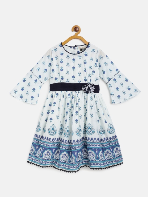

Bella Moda Girls Blue Ethnic Motifs Fit and Flare Dress