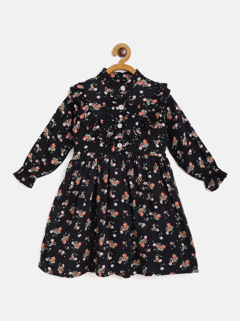 

Bella Moda Girls Black & Orange Floral Fit and Flare Dress