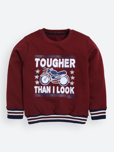 

TAMBOURINE Boys Maroon Printed Sweatshirt