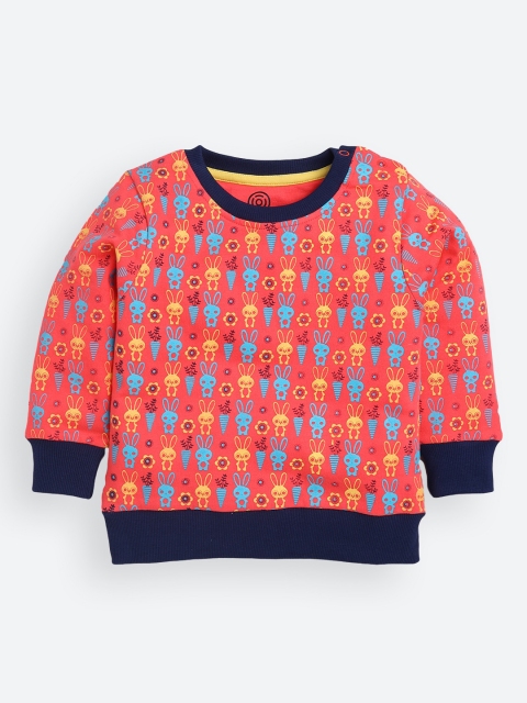 

TAMBOURINE Girls Orange Pure Cotton Printed Sweatshirt