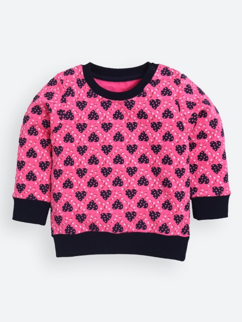 

TAMBOURINE Girls Pink & Black Printed Pure Cotton Sweatshirt