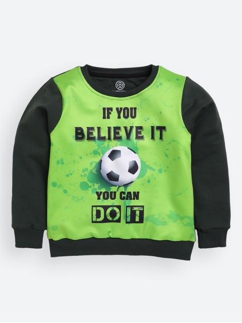 

TAMBOURINE Boys Green Printed Cotton Sweatshirt