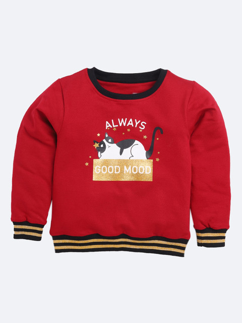 

TAMBOURINE Girls Maroon Printed Sweatshirt