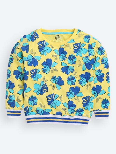 

TAMBOURINE Girls Yellow Printed Sweatshirt