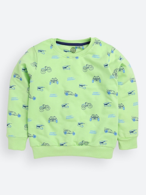 

TAMBOURINE Boys Lime Green Printed Sweatshirt