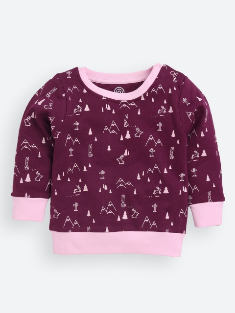 

TAMBOURINE Girls Maroon Printed Sweatshirt