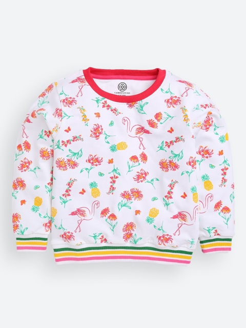 

TAMBOURINE Girls White & Red Printed Pure Cotton Sweatshirt