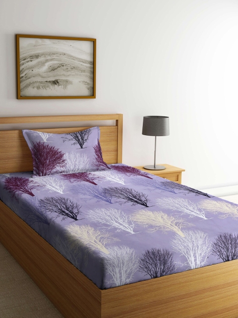 

KLOTTHE Lavender & White Floral 210 TC Single Bedsheet with 1 Pillow Covers