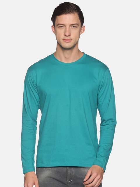 

MASH UNLIMITED Men Teal Drop-Shoulder Sleeves Applique Slim Fit T-shirt