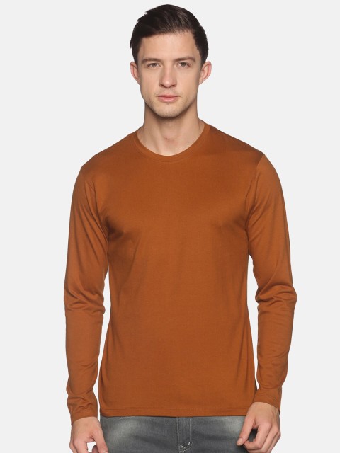 

MASH UNLIMITED Men Brown Extended Sleeves Raw Edge Slim Fit T-shirt