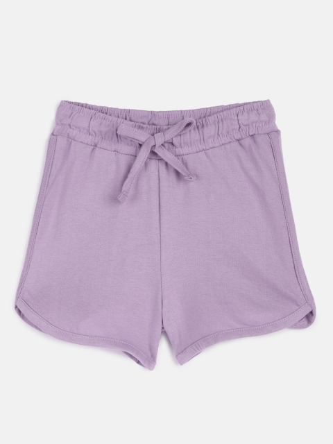 

HERE&NOW Girls Lavender Pure Cotton Regular Shorts