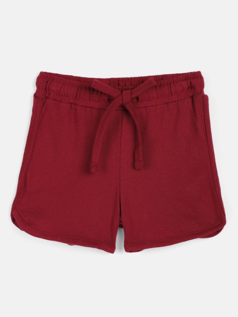 

HERE&NOW Girls Maroon Pure Cotton Regular Shorts
